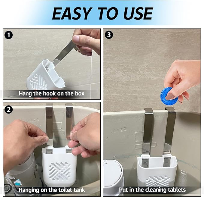 moonoom 2Pcs Toilet Tank Cleaning Tablet Holder,3.7'' x 2.9'' x 0.7'' Toilet Tank Bleach Tablet Bracket, Hanging Toilets Bowl Cleaner Carrier for Preventing Dissolved Residue From Polluting Water Tank