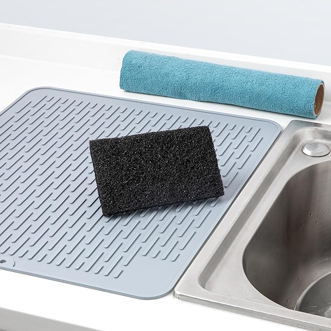 Restaurantware RW Clean 6 Inch x 3.5 Inch Scouring Pads 10 Multi Purpose Scrub Pads - Non Abrasive Heavy Duty Black Nylon Scrub Pads For Cleaning For Cleaning Or Scrubbing