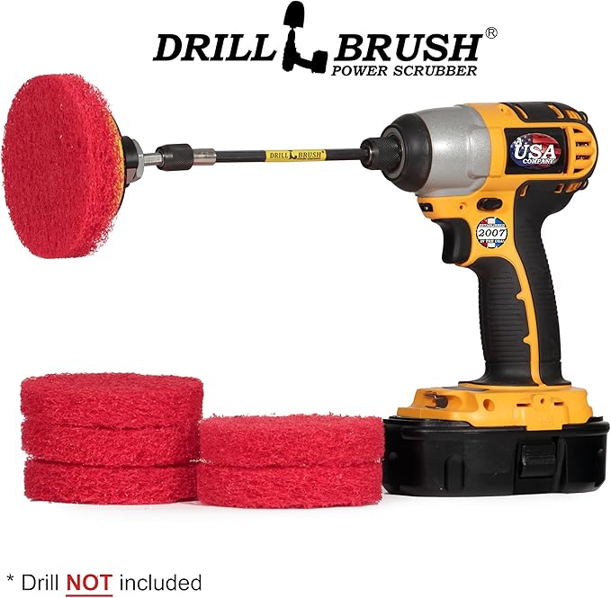 Drill Scrubber - Drill Brush Power Scrubber Pads - Bathroom - Drill Pad Attachments - Cleaning Pads - Shower Door - Baseboard - Bathroom Sink - Shower Cleaner - Flooring - Hard Water Stain Remover