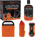 20pcs Glass Stove Top Cleaner Kit - 12 oz Cooktop Cleaner Polish, Non-Abrasive No Scratch, Removes Tough Stains, Includes Scrubbing Pad, Scraper & Microfiber Cloth for Smooth Glass Surfaces