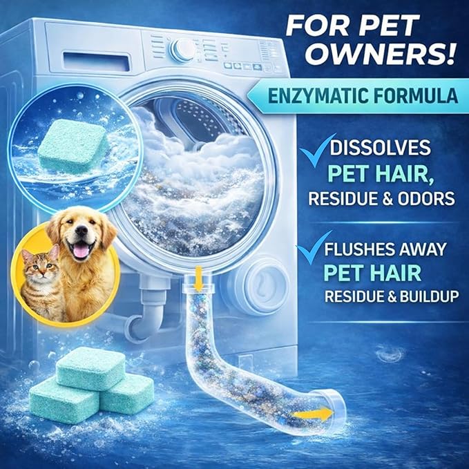 Washing Machine Cleaner Ultra – Pet Owners Edition | Deep Cleaning & Freshening | Removes Odors & Residue from Pet Laundry | Front & Top Load Washers HE Supported | 24 Tablets 1 Year Supply GRIME LABS