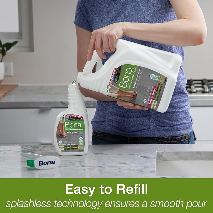Bona Hard-Surface Floor Cleaner Refill, for Stone Tile Laminate and Vinyl LVT/LVP, 4 pack