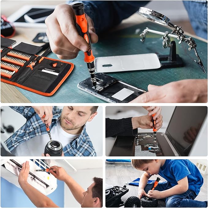 STREBITO Precision Screwdriver Set 142-Piece Electronic Repair Tool Kit with Torx T5 T6 T8 T15, Triwing Y000, Star P5, Gamebit, Tech Toolkit for Computer, Laptop, iPhone, Nintendo, PS5, Ring, Orange