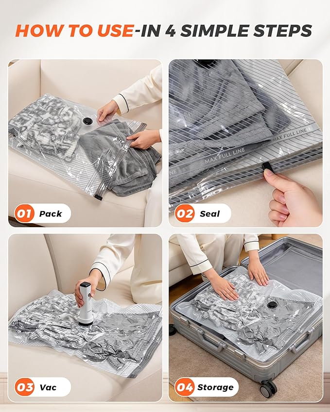 15 Pack Vacuum seal Bags for Clothing Travel with -60000Pa Electric Pump & Luggage Scale, Travel Essentials for Suitcase, Space Saver Compression Packing Bags to Check Luggage Weight & Avoid Fees