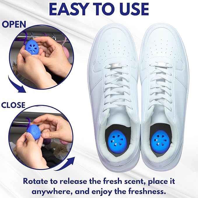 Air Jungles Shoe Deodorizer Balls 12 Ct, Ocean Scent, Odor Remover Balls for Sneakers, Gym Bags, Lockers, Closets, Hampers, and Drawers, Essential Oil Provides Natural Freshness