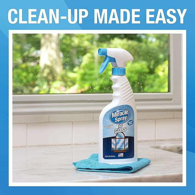 MiracleSpray for Glass -16 Fl Oz - Streak Free Cleaning Wipes for Mirrors, Windows, Kitchen, Home, and Auto