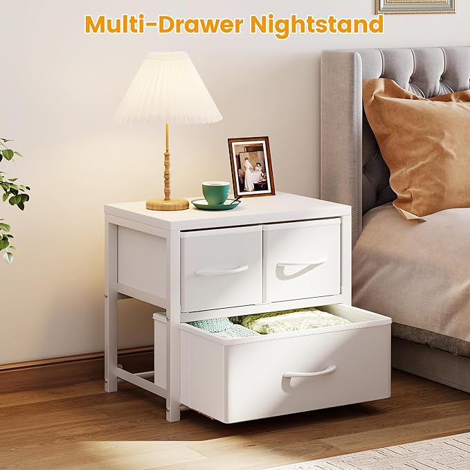 Homeiju Stackable 3-Drawer Fabric Dresser with Waterproof Wood Top – Closet Organizer & Storage Drawers for Bedroom, Modern Metal Frame Design (2 Tier-2 Pack)