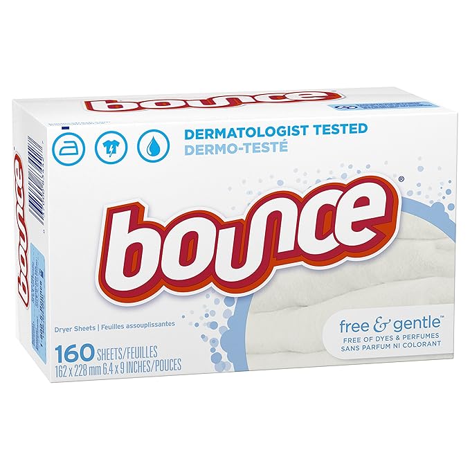 Bounce Fabric Softener Dryer Sheets, Free & Gentle, 160 Count - Packaging May Vary