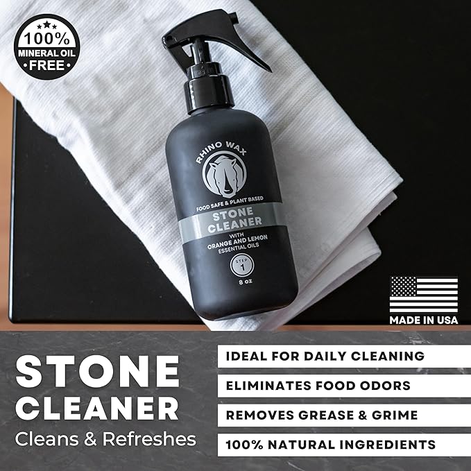 Soapstone Spray Cleaner - Safely Clean Soap Stone, Slate, Granite, Quartz, Marble, Concrete - Food Safe - Natural Ingredients - Fresh Orange & Lemon Scent Eliminates Odors - Made in USA