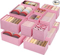Drawer Clothing Organizer 16-Pack, Pink 3 Sizes Underwear Drawer Dividers, Fabric Folding Wardrobe Organizer for Baby Clothes, Bras, Underwear, Underpants, Belts, Socks, Ties, etc.