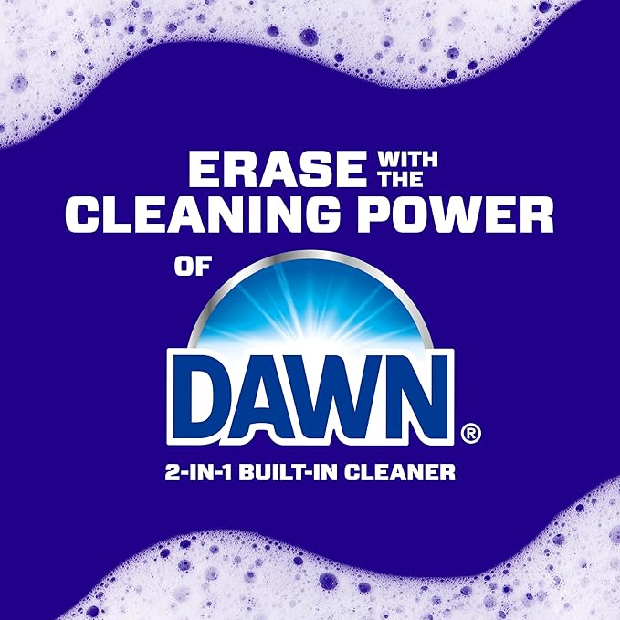 Mr. Clean Magic Eraser Sponge, Bathroom Cleaner, Shower Cleaner, Tub Cleaner, Soap Scum Remover, Bathroom Cleaning Supplies, Dawn Cleaning Power with Lemon Scent, 2 in 1 Bath, 5ct