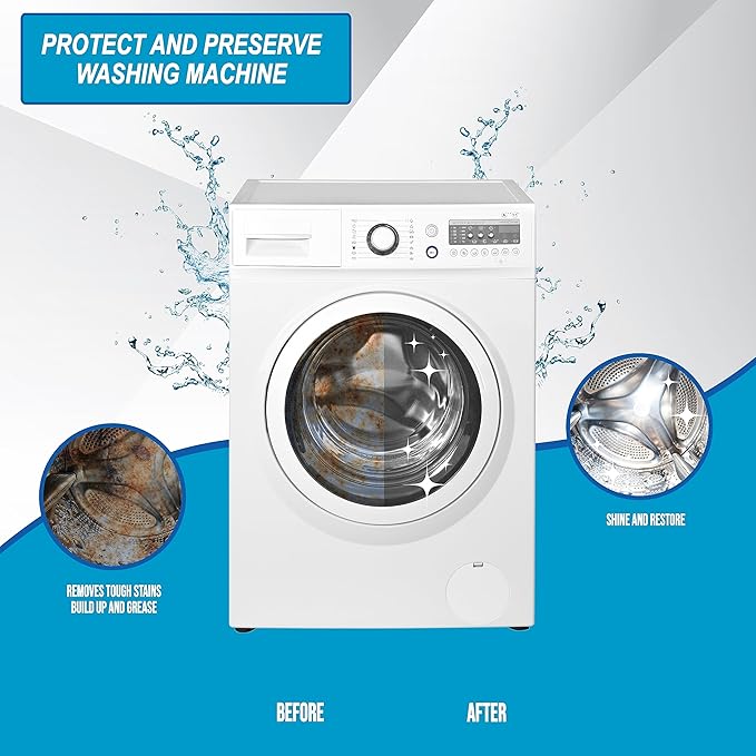 Air Jungles Washing Machine Cleaner Tablets 24 Count, Lemon Scent, Deep Cleaning, Dirt Remover, Clean Laundry Washer Drum and Tub, Compatible with Front and Top Load Washer, 12 Month Supply