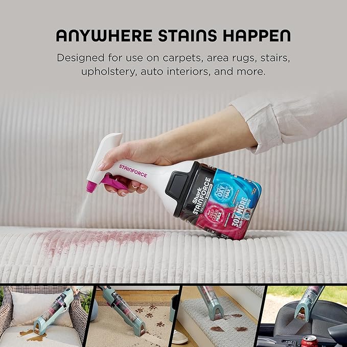 Shark StainForce Dual-Formula Refill Cartridge with Reusable Spray Head, Stain & Odor Remover for Shark StainForce Portable Stain Cleaner, for Carpet, Area Rug, Upholstery, Cars, 16.9oz, HXCM500S