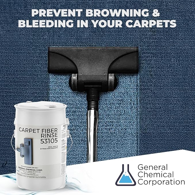 CarpetGeneral- Carpet Fiber Rinse & Odor Neutralizer Solution 53105|Prevent Browning, Bleeding & Odors with Top Carpet Cleaner Liquid|Carpet Fiber Rinse Professional Residue Attracting Agent 55 Gallon