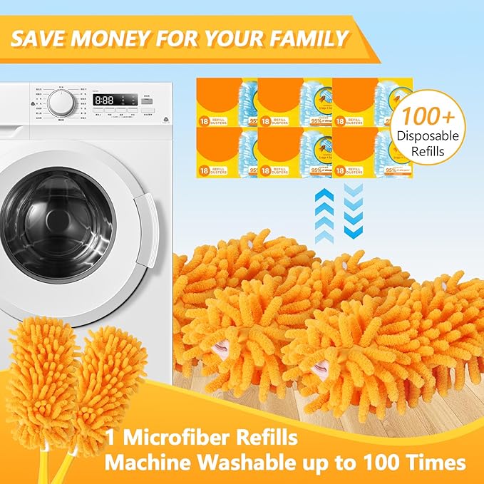 Reusable Duster Refill Compatible with Swiffer Duster Kit - Pet Heavy Duty Duster Refills Fit for Swiffer Extended Handle Duster - Microfiber 360 Duster Refills for Dusting Cleaning, 6 Pack
