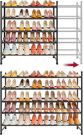 Tajsoon Expandable Shoe Rack for Closet 5 Tier, 29“-41“Adjustable & Stackable Shoe Shelf Storage, Metal Shoe Rack Organizer for Front Door Entrance, Closet, Garage, Entryway, Black