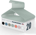 Neaties Plastic Hangers 20 Pack - Made in the USA - 6lb Capacity Standard Clothes Hangers with Strap Hooks for Dresses, Lingerie, Shirts, Pants, and Jackets - Mint