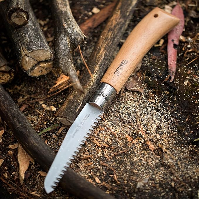 Opinel Folding Saw - Gardening and Camping Folding Carbon Steel Saw with Beechwood Handle