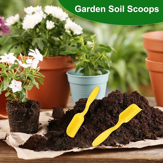 10-Pack Mini Gardening Shovel Spoons, Plastic Garden Soil Scoops for Cultivation Digging Transplanting/Flower Planting/Plant Succulent, Colorful Small Gardening Tools [Yellow]