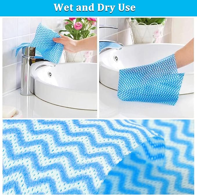 Disposable Dish Cloths Disposable Cleaning Towels 50 Pack Heavy Duty Reusable Disposable Kitchen Cleaning Cloths for Kitchen, Bathroom, Household Cleaning
