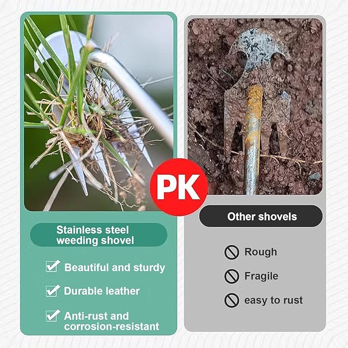 Vanwoke Weed Puller Tool,Portable Garden Weeder Puller Tool;Weeding Artifact Uprooting Weeding Tool 4 Teethes Dual Purpose Manual Hand Weeders Tool for Gardening Vegetable Backyard Farm Planting
