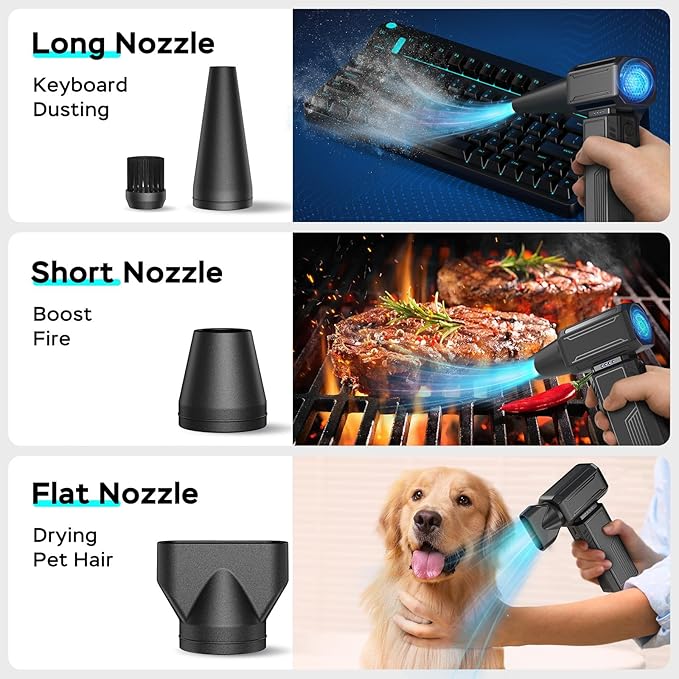 Compressed Air Duster,130000RPM Electric Portable Air Duster,Stepless Speed Mini Blower,No Canned Dust Blower,Rechargeable Cordless Jet Fan for Computer Keyboard Car Cleaning,Dry-Yellow