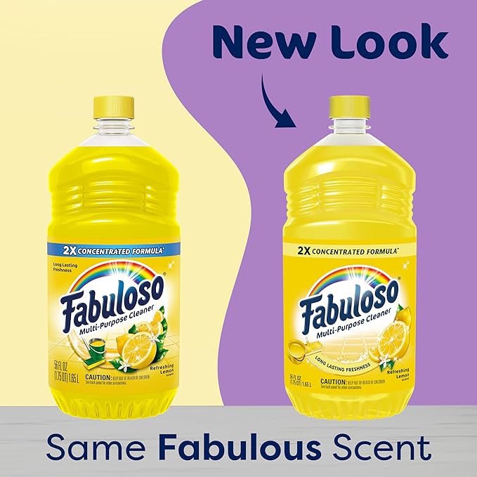 Fabuloso Multi-Purpose Cleaner, 2X Concentrated Formula, Refreshing Lemon Scent, 56 oz