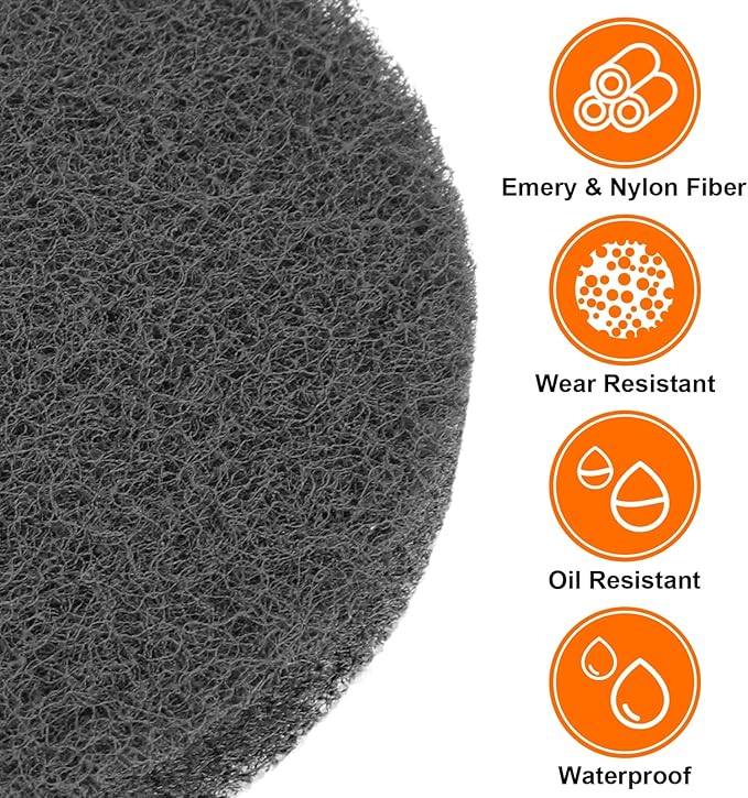 HARFINGTON 20pcs Scrubber Scouring Pads 800 Grits 2 Inch Drill Power Brush Hoop and Loop Surface Conditioning Disc Drill Scuffing Disc Scrub Pads for Home Kitchen Cleaning, Grey