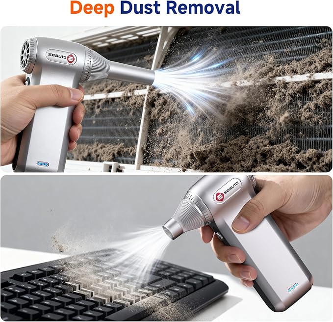 Compressed Air Duster-125,000 RPM Cordless Electric Air Duster, Rechargeable Super Power Air Blower with 3-Gear Turbo Fan, Air Blower for PC, Keyboard, Outdoor, Car & Home