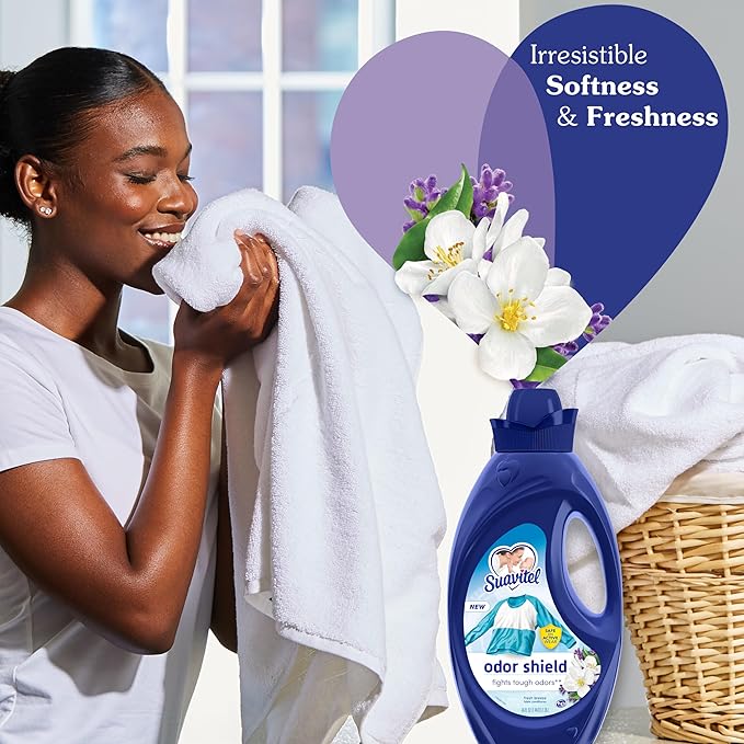 Suavitel Odor Shield Liquid Fabric Softener, Laundry Odor Eliminator, Fresh Air Scent, 46 oz