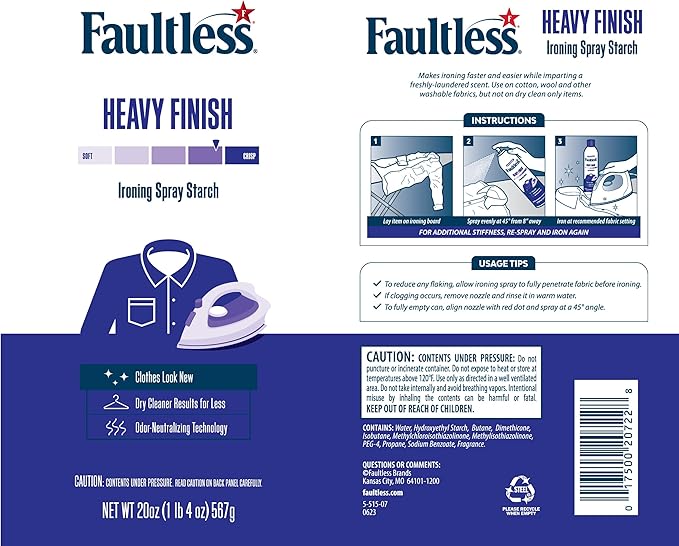 Faultless Heavy Spray Starch 20 oz Cans (3 Pack)