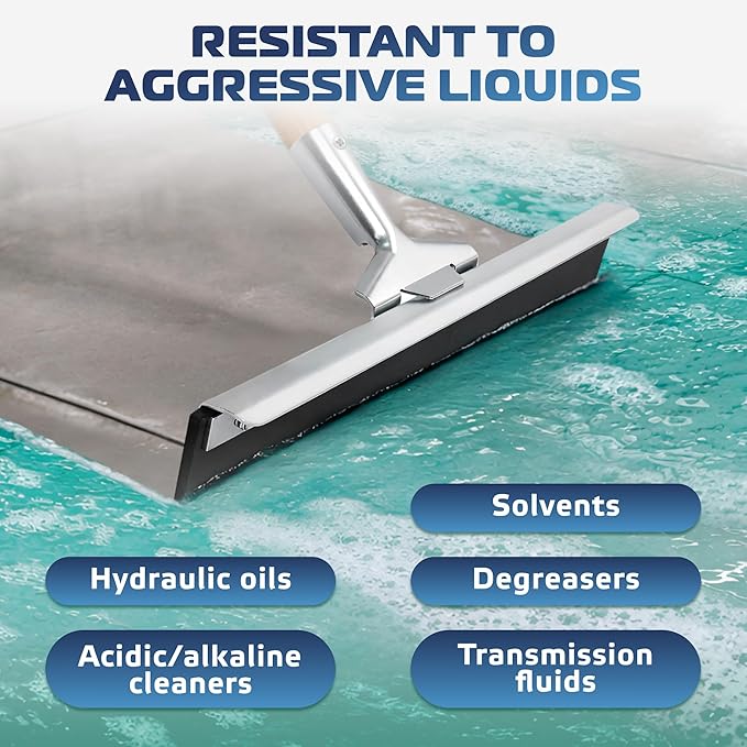 DSV Standard Garage Floor Squeegee 18’’, Neoprene Blade Asphalt Squeegee, Taper Pole Connection - Handle Sold Separately for Tiles, Concrete and Asphalt
