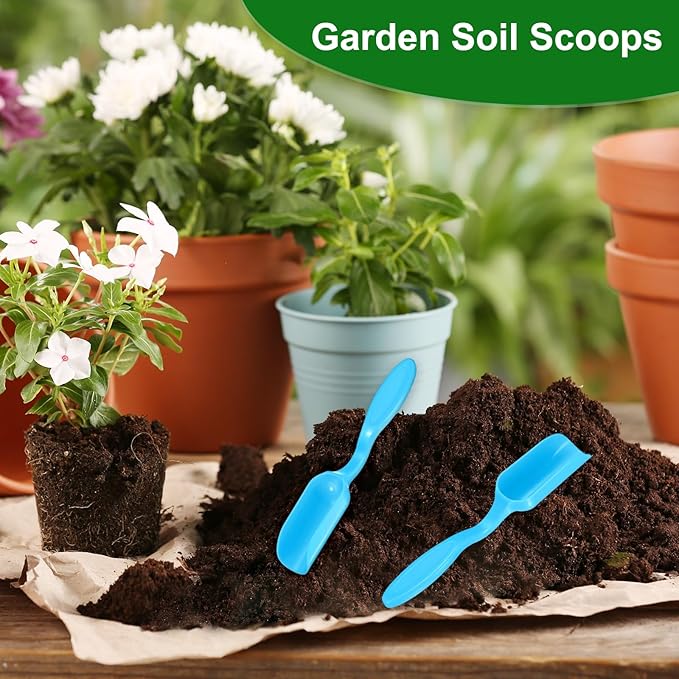 10-Pack Mini Gardening Shovel Spoons, Plastic Garden Soil Scoops for Cultivation Digging Transplanting/Flower Planting/Plant Succulent, Colorful Small Gardening Tools [Blue]