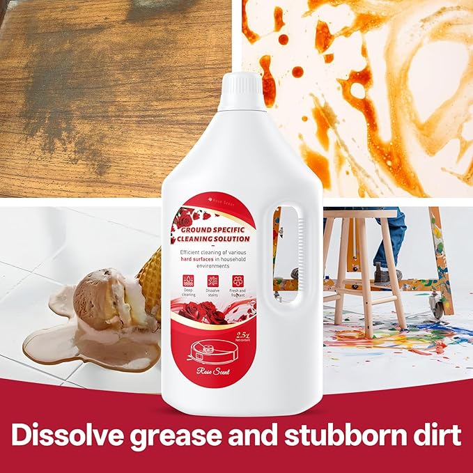 Floor Cleaning Solution Rose Scent, Compatible with Roborock Cleaning Solution Quick Drying Without Residue Suitable for All Robot Vacuums and Wet Dry Dual-Use Vacuum Cleaners (1 L, Rose)