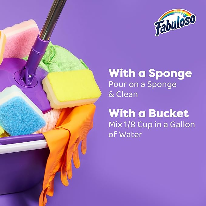 Fabuloso Multi-Purpose Cleaner and Floor Cleaner, 2X Concentrated Formula, Long-Lasting Freshness, Spring Fresh Scent, 56 oz