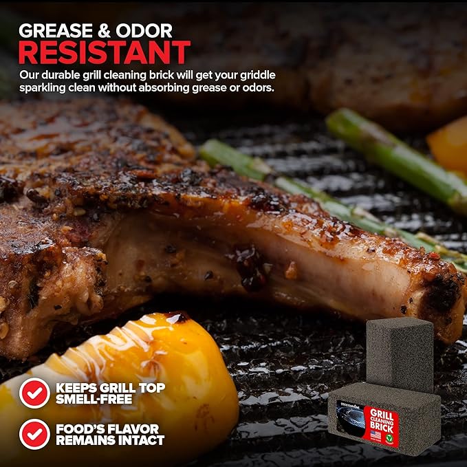 Stock Your Home Grill Cleaning Brick (4 Pack) - Heavy Duty Grill Cleaning Brick - Pumice Stone Brick for Flat Tops and Griddles - Blackstone Griddle Cleaner - Non-Scratch Grill Cleaner