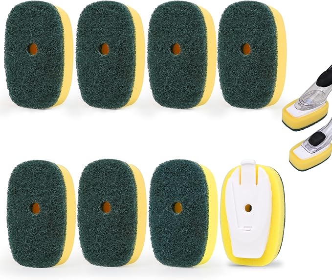 Sponge Brush Refills for OXO Dish Brush, 8 Pack Soap Dispensing Dish Refills, Scrub Replacement Head for Scrubber, Sponge Replacement Head Fits Soap Dispensing Handle