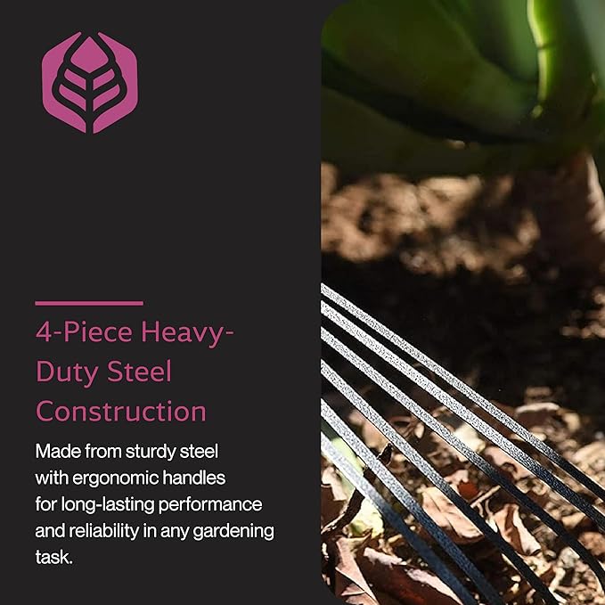 Yard Butler Terra Tuff Hand Tool Bundle, ITT-4B - Essential Gardening Tool for Yardwork - Power-Coated Steel Construction - Comfortable Grip - Long-Lasting - Rust-Resistant