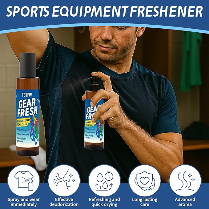 Sports Equipment Odor Eliminator Spray-Eliminate the Odor of Shoes and Sportswear, Quick Drying, Long-Lasting Cleaning Formula, Suitable For All Sports Equipment(6.76 Oz)