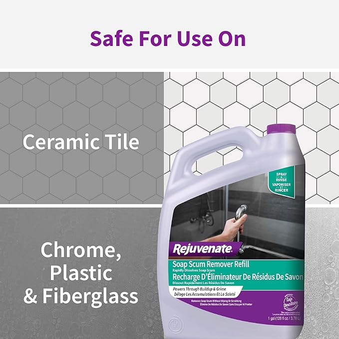 Rejuvenate Soap Scum Remover Refill Easily Dissolves Soap Scum Without Scrubbing, 1 Gallon, 2 Pack