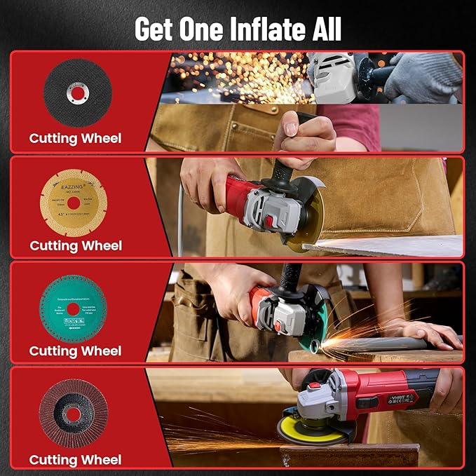 Angle Grinder 10 Amp, 4-1/2 inch Power Angle Grinder Tools with 13000 RPM, 1200W Small Angle Grinder for Cutting, Grinding, Polishing