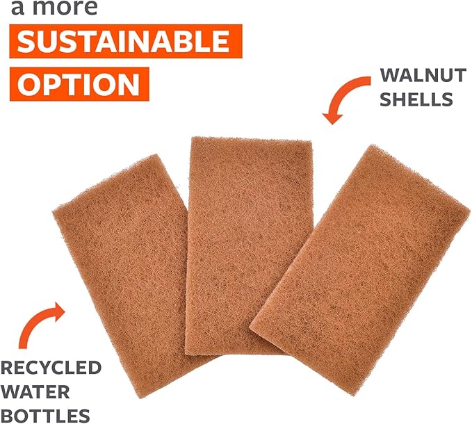 Full Circle Neat Nut – Walnut Scour Pads, Pack of 3 – Dual-Sided Non-Scratch Dish Scrubbers Made with Plant-Based & Recycled Materials, Durable Kitchen Cleaning Supplies