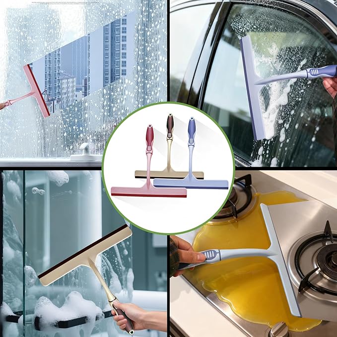 ENGZWHUAN Hanging Rubber Squeegee with Hook, mini Squeegee Shower Squeegee for Shower Glass Multipurpose Shower Squeegee for Glass Doors (Premium Version)