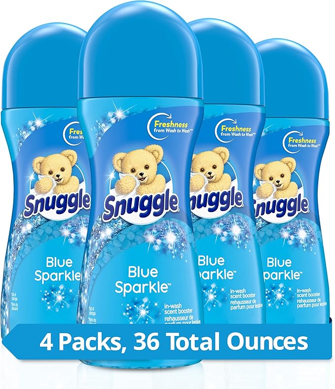 Snuggle Scent Shakes in-Wash Scent Booster Beads, Blue Sparkle, 9 Ounce (Pack of 4)