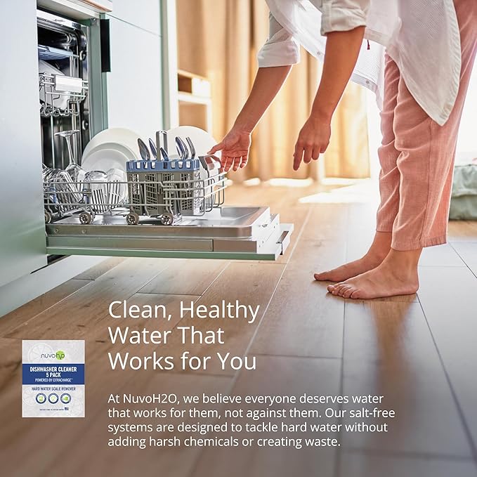 NuvoH2O CitraCharge Dishwasher Cleaner Packs – Removes Limescale, Hard Water Spots & Calcium Deposits, All-Natural Citrus Formula, Safe for Dishwashers & Appliances