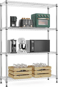 M MZG 1000 lbs 4Tier Shelf Metal Storage Shelves Wire Rack Closet Organizers with Wheel for Garage Kitchen Bathroom Laundry Chrome 13.7" D x 29.5" W x 47.2" H