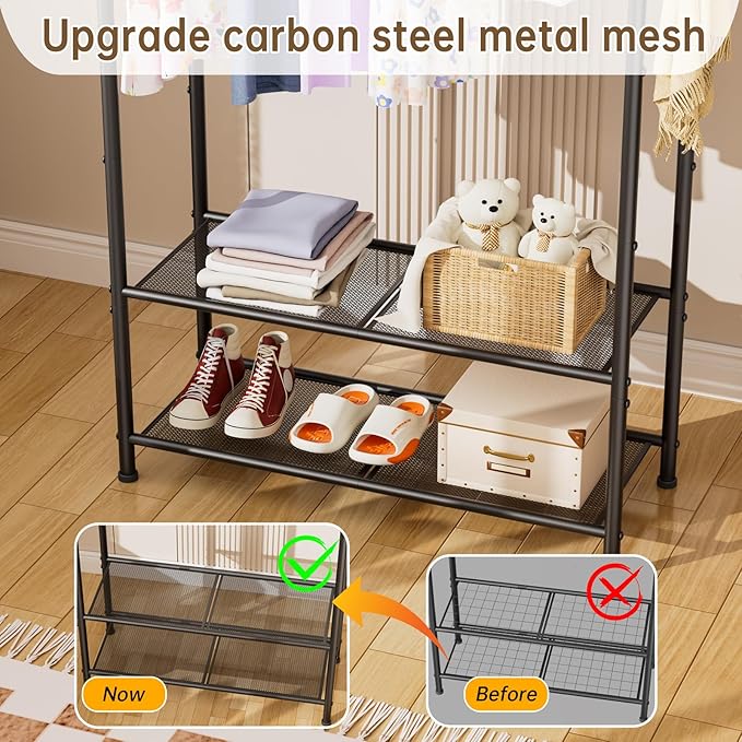 Golpart Clothes Garment Coat Rack Drying Clothing Racks Metal Freestanding for Hanging Clothes Portable Closet for Laundry Bedroom Black
