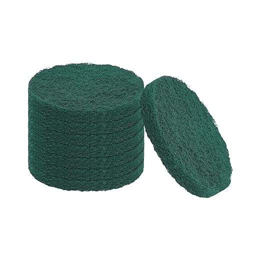uxcell 8Pcs Scrubber Scouring Pad, 5 Inch 240 Grits Drill Power Brush Hoop and Loop Scrub Pads Discs Polishing Pad for Household Furniture Automotive Cleaning, Green