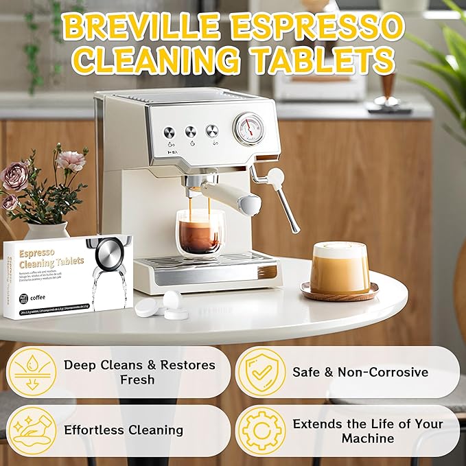 BEC 250 Espresso Machine Cleaning Tablets 24 Count, Coffee Maker Cleaner, Compatible with BEC 250 Espresso Machine, Coffee Oil & Residue Remover