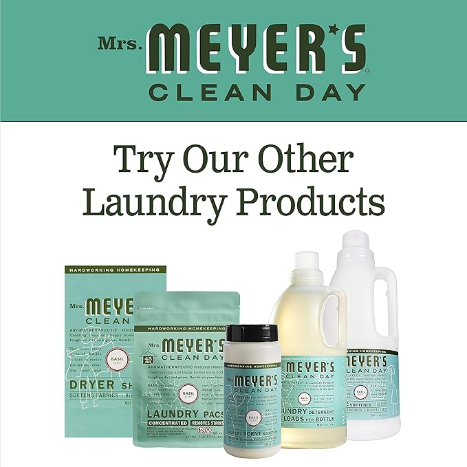 Mrs. Meyer's Clean Day Liquid Fabric Softener Bottle, Basil Scent, 32 Fl oz (Pack of 2)